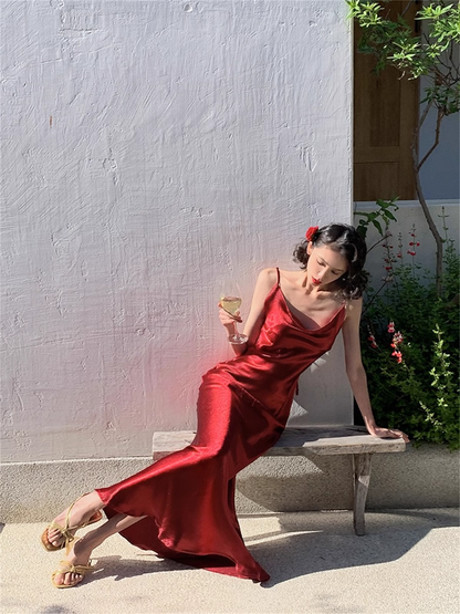 Robe de bal sirène simple à bretelles bordeaux pour un 21e anniversaire P679