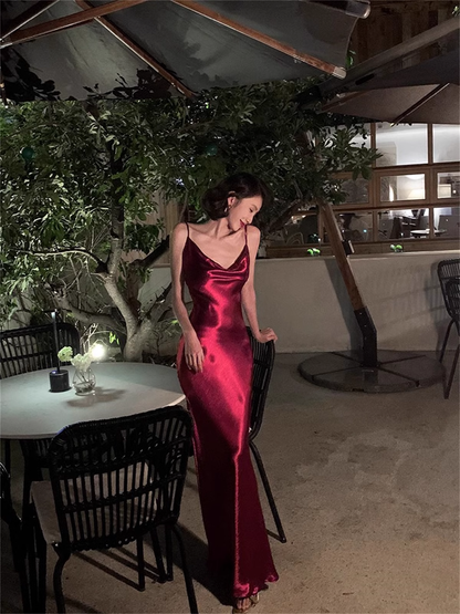 Robe de bal sirène simple à bretelles bordeaux pour un 21e anniversaire P679