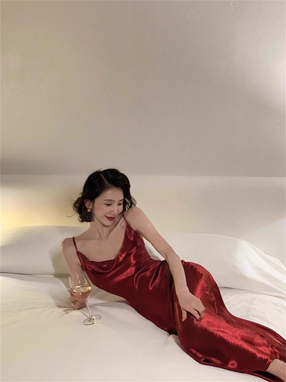 Robe de bal sirène simple à bretelles bordeaux pour un 21e anniversaire P679
