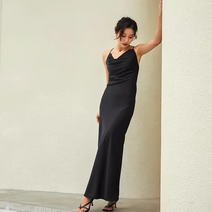 Robe de bal sirène simple noire à bretelles - Tenue d'anniversaire pour les 21 ans P680