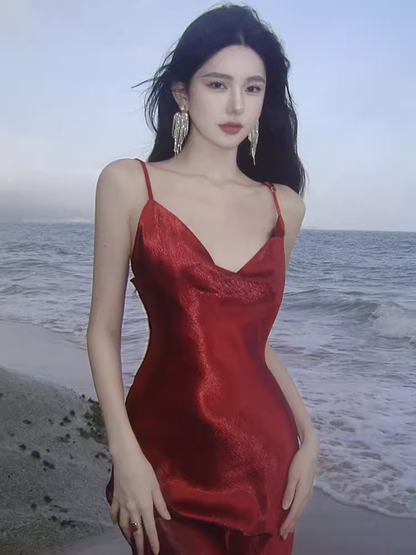 Robe de Bal Bordeaux Sirène Sexy à Bretelles et Dos Nu Tenues pour 21ème Anniversaire P681