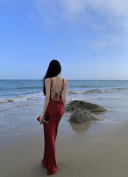 Robe de Bal Bordeaux Sirène Sexy à Bretelles et Dos Nu Tenues pour 21ème Anniversaire P681