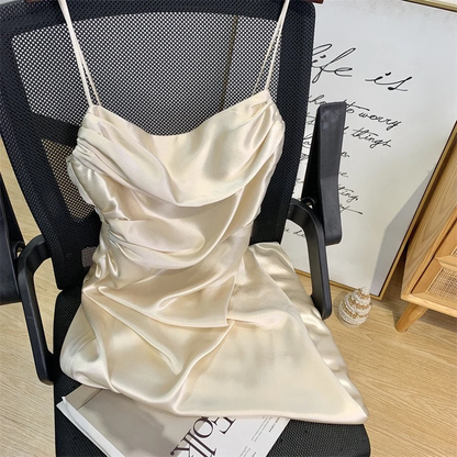 Robe de bal sirène sexy à bretelles en satin ivoire Tenues d'anniversaire 21 ans P685
