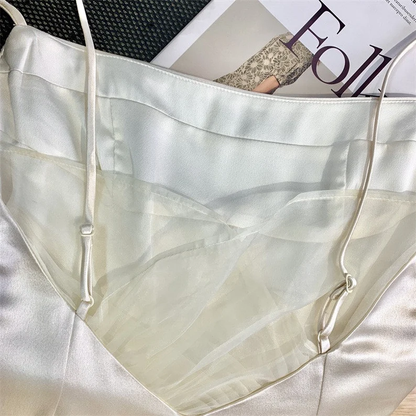 Robe de bal sirène sexy à bretelles en satin ivoire Tenues d'anniversaire 21 ans P685