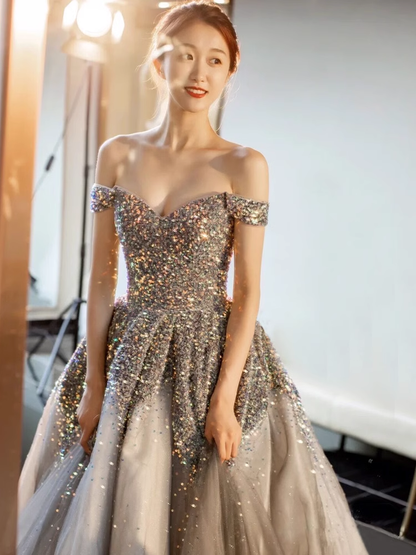 Robe de bal bustier pailletée, robes de soirée longues en tulle, robes de bal de promo P727