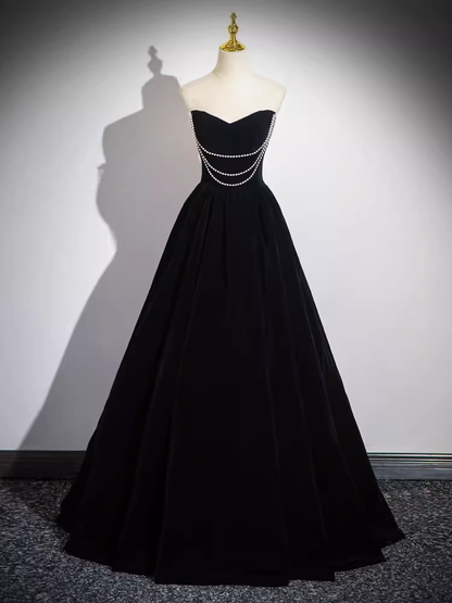 A line Off The Shoulder Evening Party Dress Satin Black Prom Dress P77 –  PreppyDress