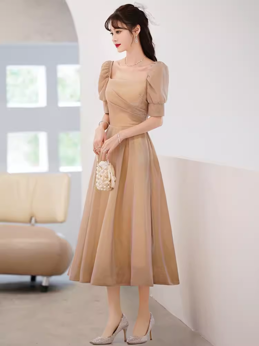 Sexy A Line Square Party Dress Knee Length Prom Dress P865
