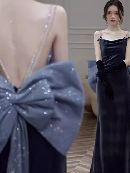 Sexy Meerjungfrauen Ärmelloses Partykleid Samt Langes Ballkleid P863