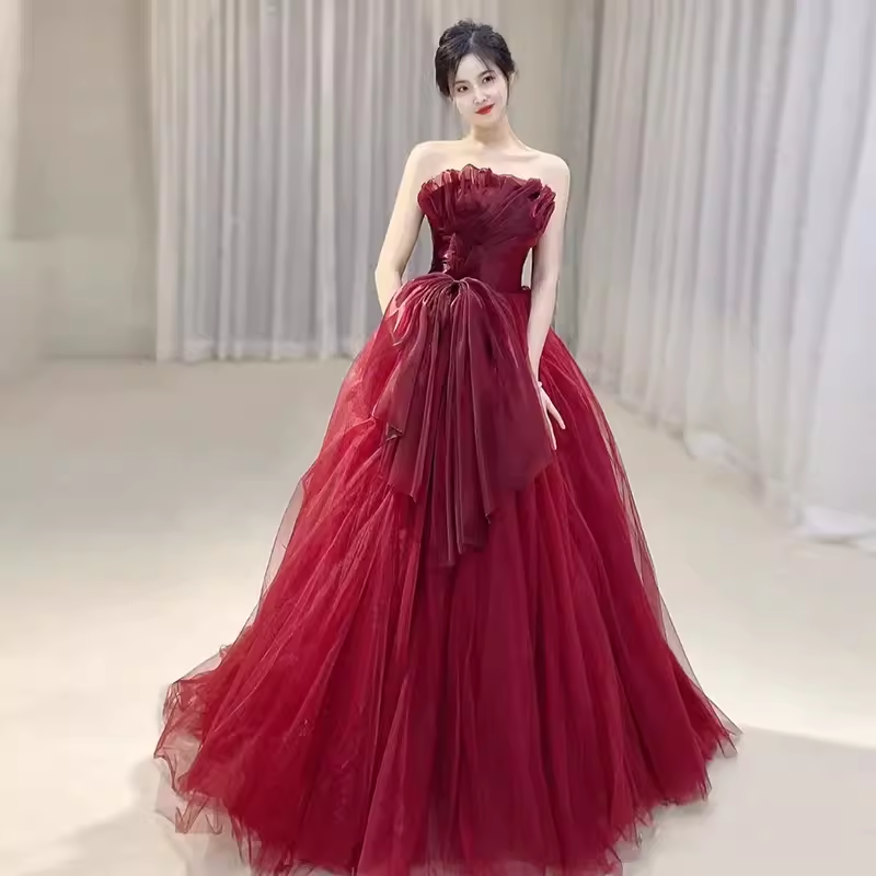 Sexy Strapless Red Party Dresses Long Prom Dresses P942 – PreppyDress