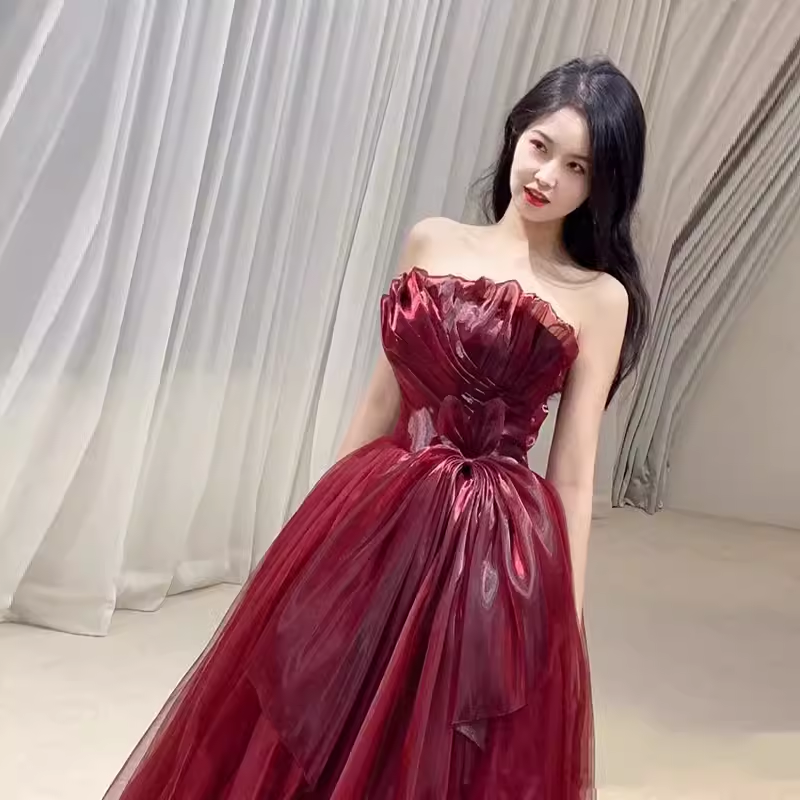 Sexy Strapless Red Party Dresses Long Prom Dresses P942 – PreppyDress