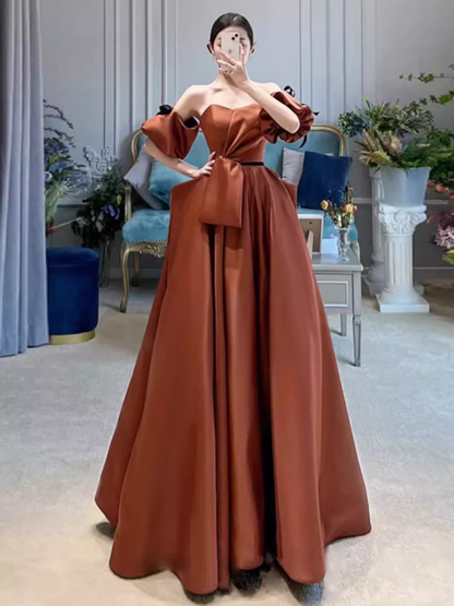 Sexy Ballkleid schulterfrei Partykleider Satin Abschlussballkleider P955