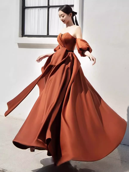 Sexy Ballkleid schulterfrei Partykleider Satin Abschlussballkleider P955