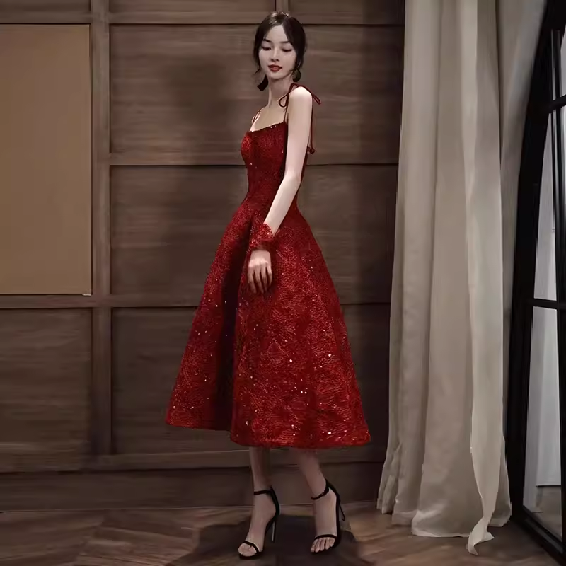 Elegant Spaghetti Straps Vintage Lace Red Dress Women Birthday Outfits PreppyDress Elegant Spaghetti Straps Vintage Lace Red Dress Women Birthday Outfits PreppyDress