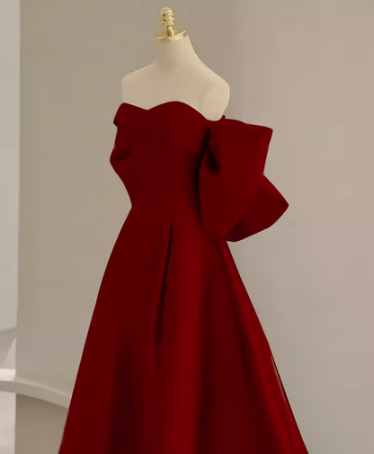 Sexy trägerloses rotes, langes A-Linien-Ballkleid P1052