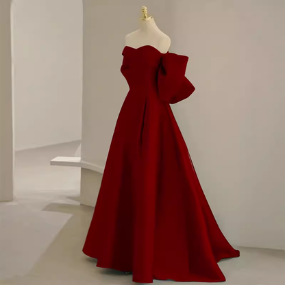 Sexy trägerloses rotes, langes A-Linien-Ballkleid P1052