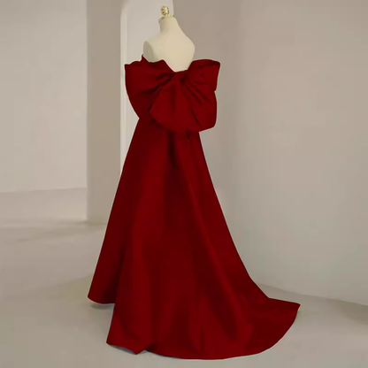 Sexy trägerloses rotes, langes A-Linien-Ballkleid P1052