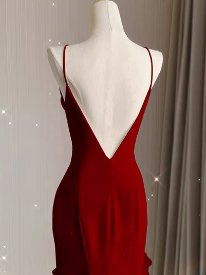 Simple Mermaid Red Chiffon Long Prom Dress P1054 PreppyDress Simple Mermaid Red Chiffon Long Prom Dress P1054 PreppyDress