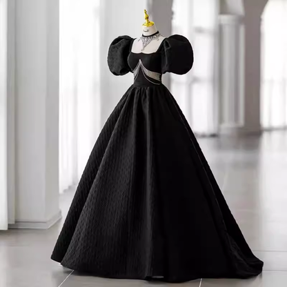 Prinzessin Ballkleid Schwarze Spitze Langes Ballkleid P1055
