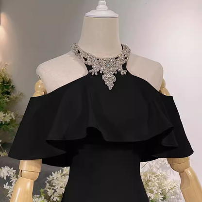 Elegantes Meerjungfrau Schwarz Langes Ballkleid Festliches Abendkleid P1133