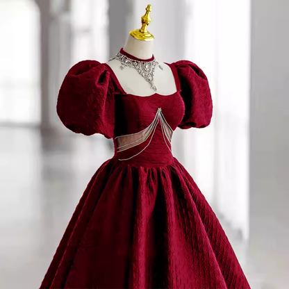 Prinzessinnen Ballkleid Rot Spitze Langes Ballkleid P1134