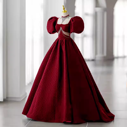 Prinzessinnen Ballkleid Rot Spitze Langes Ballkleid P1134