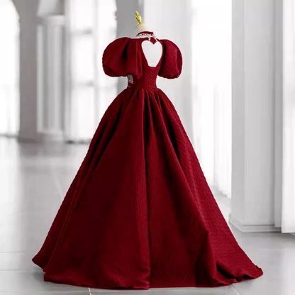 Prinzessinnen Ballkleid Rot Spitze Langes Ballkleid P1134