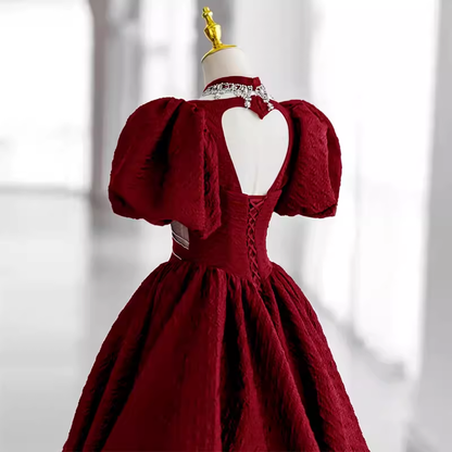 Prinzessinnen Ballkleid Rot Spitze Langes Ballkleid P1134