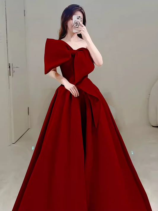 Princess Ball Gown Red Strapless Long Prom Dress P1135