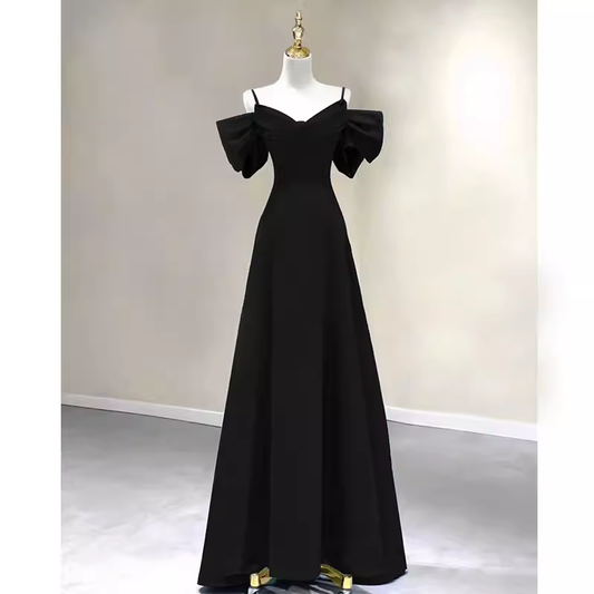 Elegant A line Black Long Prom Dresses Formal Evening Dress P1139