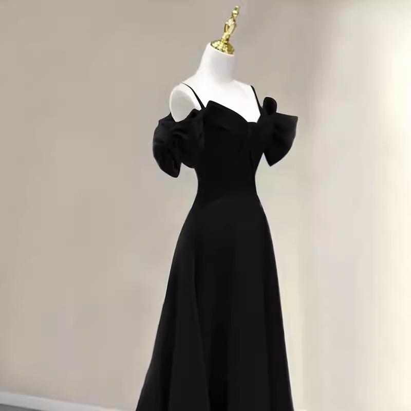 Elegant A line Black Long Prom Dresses Formal Evening Dress P1139