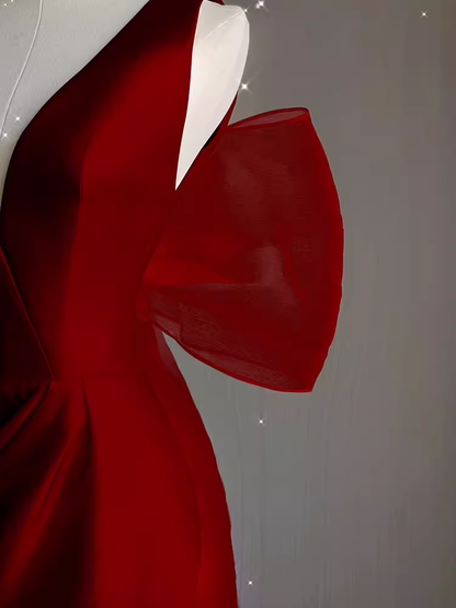 Sexy Etui-Abendkleid mit V-Ausschnitt, lang, Rot, für ältere Damen, Abschlussballkleid, formelles Kleid P1320