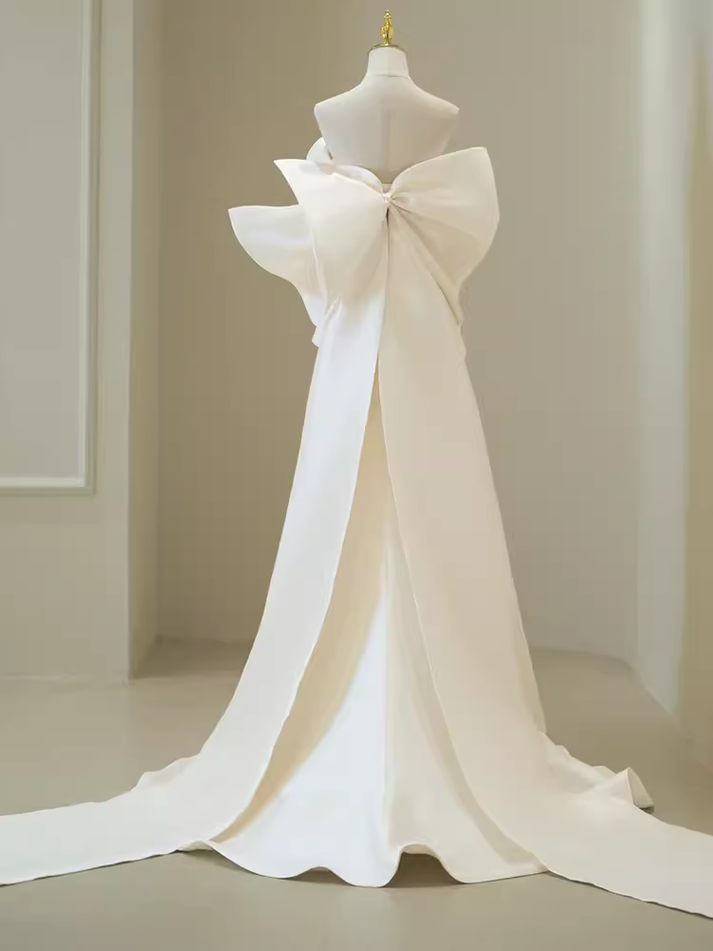 Vintage Mermaid Strapless Long White Tulle Wedding Dresses C785 main image 1