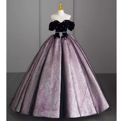 Ballkleid Sweet 16 Kleid schulterfrei Satin Lila Sweet 16 Kleider P1327