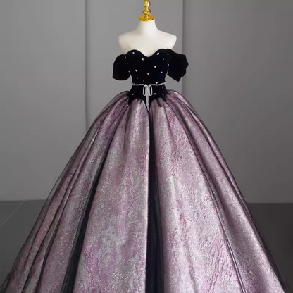 Ball Gown Sweet 16 Dress Off the Shoulder Satin Lilac Sweet 16 Dresses –  PreppyDress