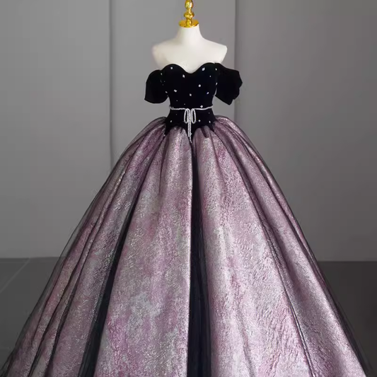 Ball Gown Sweet 16 Dress Off the Shoulder Satin Lilac Sweet 16 Dresses P1327