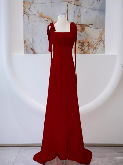 Einfaches A-Linien-Träger-langes rotes Ballkleid Abendkleid P1362