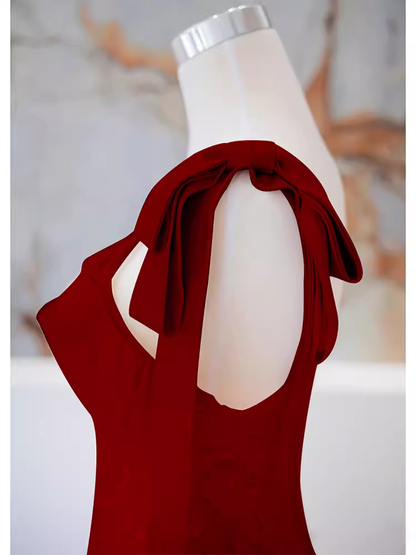 Einfaches A-Linien-Träger-langes rotes Ballkleid Abendkleid P1362