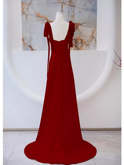Einfaches A-Linien-Träger-langes rotes Ballkleid Abendkleid P1362