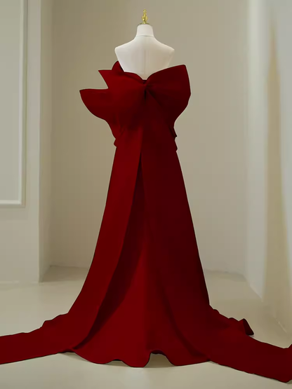 Einfaches Meerjungfrau-Trägerloses langes rotes Ballkleid Abendkleid P1365