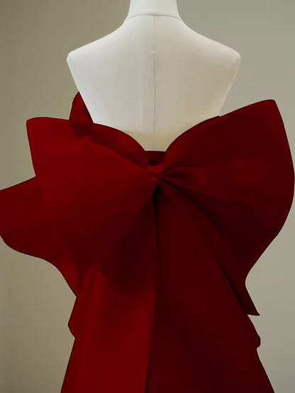 Einfaches Meerjungfrau-Trägerloses langes rotes Ballkleid Abendkleid P1365