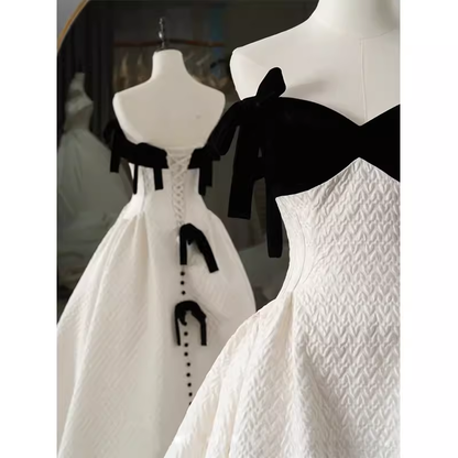 Magnifique Robe de Bal Longue en Dentelle Blanche à Bretelles P1367