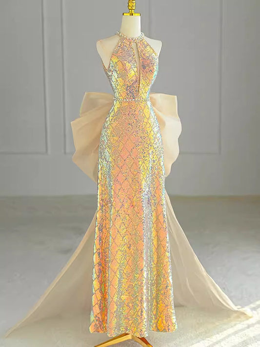 Sparkle A line Scoop Neckline Sequin Pink Long Prom Dress P1370