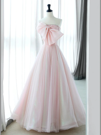 Sexy A-Linien Ballkleid aus rosa Tüll, lang, P1576