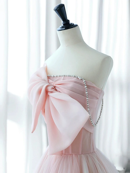 Sexy A-Linien Ballkleid aus rosa Tüll, lang, P1576