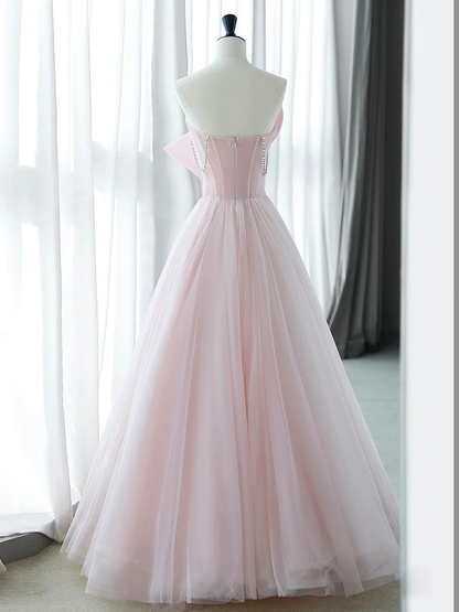 Sexy A-Linien Ballkleid aus rosa Tüll, lang, P1576
