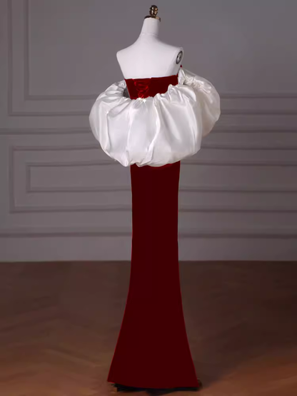 Meerjungfrau trägerloses rotes Ballkleid langes Partykleid P1605