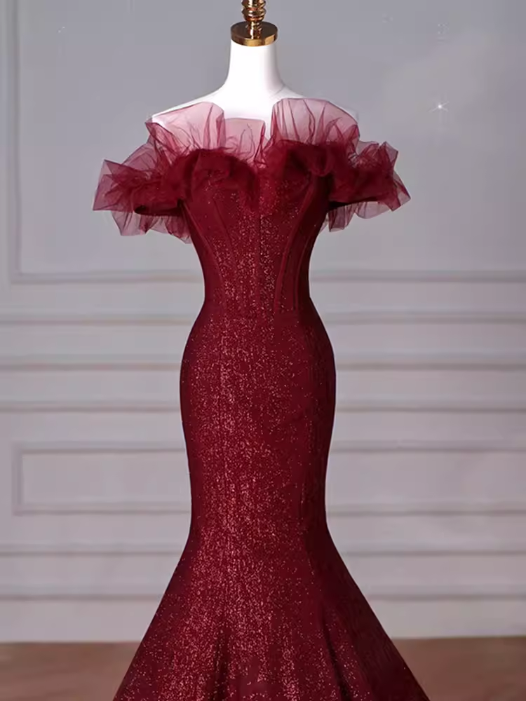 Sparkly Mermaid Burgundy Sequin Long Prom Dress Party Dresses P1613 PreppyDress Sparkly Mermaid Burgundy Sequin Long Prom Dress Party Dresses P1613 PreppyDress
