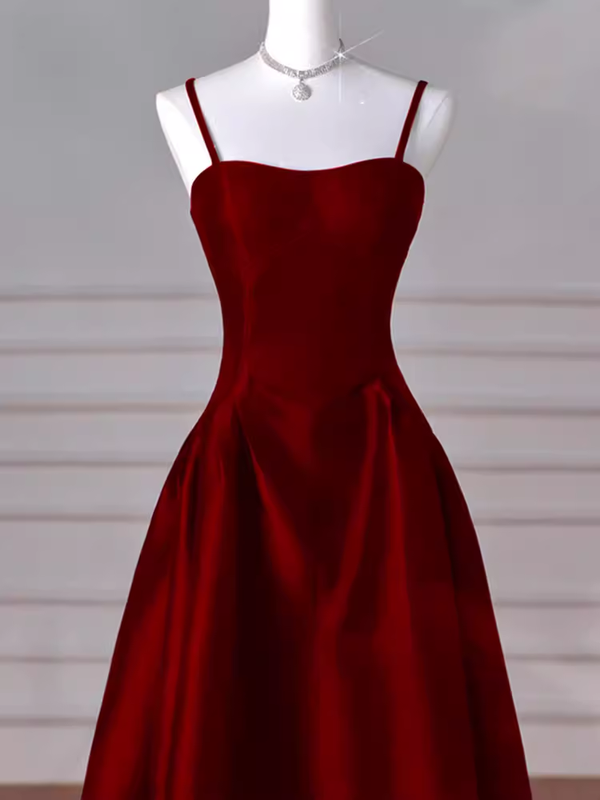 A-Line Strapless Tiered Prom Dress Burgundy main image 0