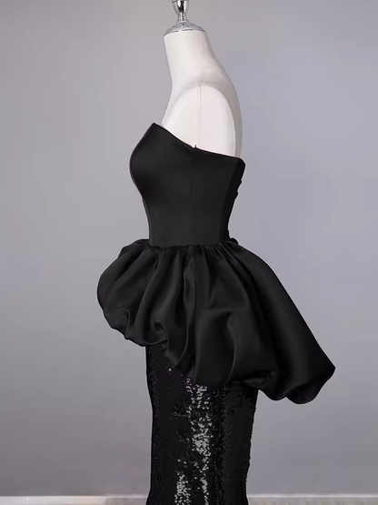 Meerjungfrau-Schatz-lange schwarze Pailletten-Ballkleider P1923