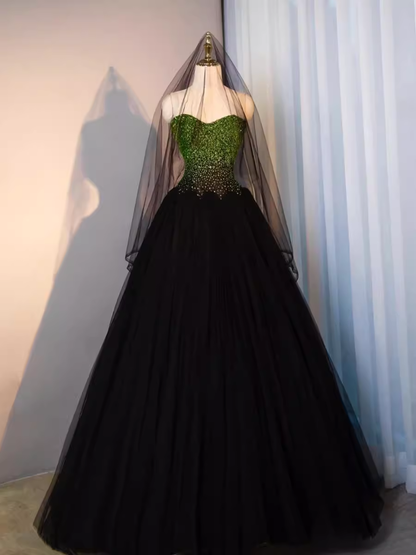 Robe de soirée bustier en tulle noir pour le bal P1985